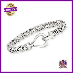 Sterling Silver Byzantine Bracelet 8" Foldover Clasp Women's Jewelry